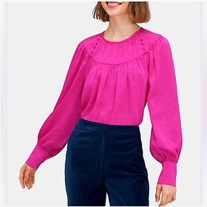 kate spade jacquard yoke long sleeve satin floral blouse *NWT*